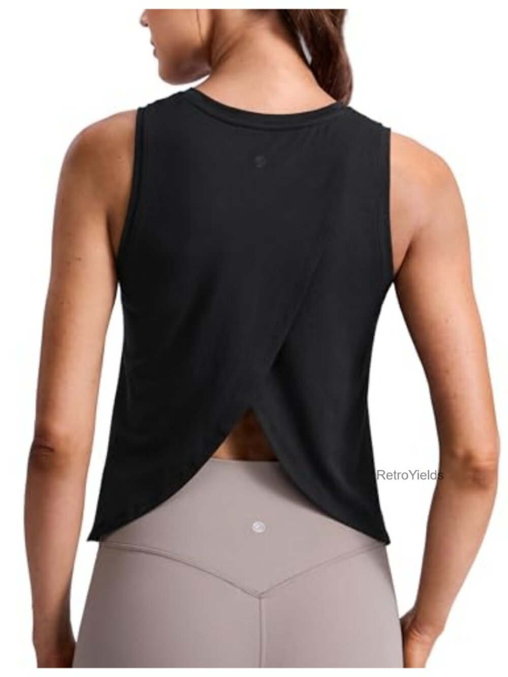 Cotton Blend Split Open Back Tank Top Workout Casual Lightweight Sleeveless